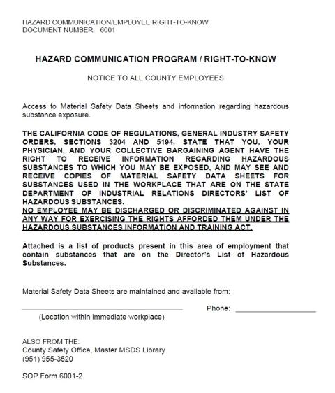 Hazard Communication Program Right-to-Know